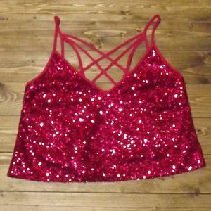 Express x Olivia Culpo Sequin Crop Top